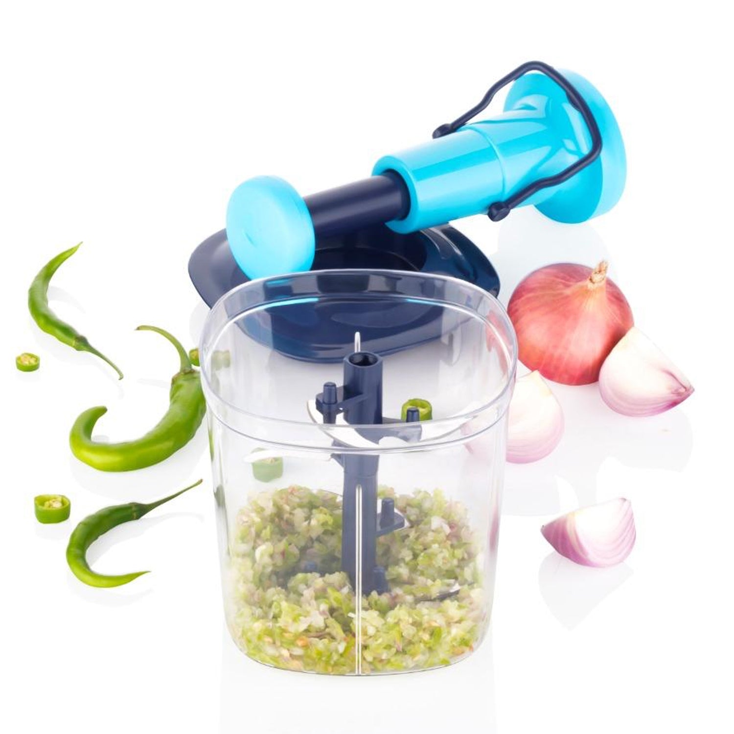 6 Blades Manual Hand-press Vegetable Chopper (1100 Ml) 6 Blades Manual Hand-press Vegetable Chopper (1100 Ml)